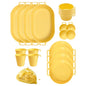 Dinnerware Set for 4, 21-Piece Unbreakable Plates and Bowls Set with Mesh Bag, Cups, Sauce Dishes and Serving Platters, Lightweight Outdoor Dish Set for Picnic, RV, Patio, BBQ, Mustard Yellow - color: Mustard Yellow