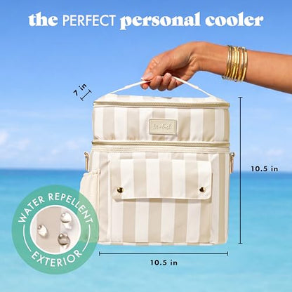 Fit & Fresh Sidekick Insulated Cooler Bag – Dual Compartment Leakproof Soft Sided Lunch Cooler, Small Cooler Bag with Crossbody Strap, 15 Can Capacity for Work, Beach & Travel, Pina Colada Cabana - color: Pina Colada Cabana