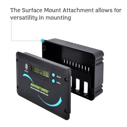 Renogy Adventurer-Li 30A Solar Controller - Flush Mount Design for RV/Camper Walls, 12V/24V Auto PWM Charger, LCD Display, Compatible with Lithium & AGM/Gel Batteries - size: 30A Adventurer
