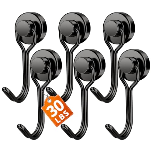 FINDMAG Magnetic Hooks, 30lbs+ Magnet Hook 2026 Cruise Ship Essentials, Magnet with Hook for Hanging, Heavy Duty Magnetic Hooks for Cruise Cabins Locker Accessories Refrigerator Grill 6 Pack (Black) - color: Black, size: 6Pack 30Lbs+