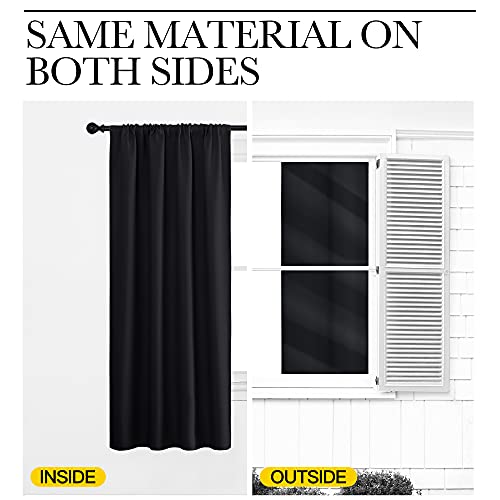 NICETOWN Black Blackout Curtain Blinds - Solid Thermal Insulated Window Treatment Blackout Drapes/Draperies for Bedroom (2 Panels, 42 inches Wide by 63 inches Long, Black) - color: Black, size: 42"W x 63"L (Pack of 2)