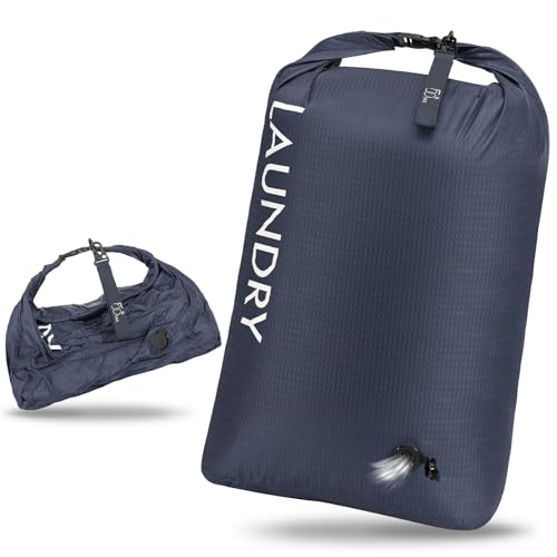 Travel Laundry Bag, Vacuum Compression Dirty Clothes Travel Bag, Waterproof Wet/Dry Space-Saving Laundry Storage Organizer, Smell Proof Storage Bag for Clothing, Swimming, Yoga, Gym, Camping - color: Navy Blue, size: Medium