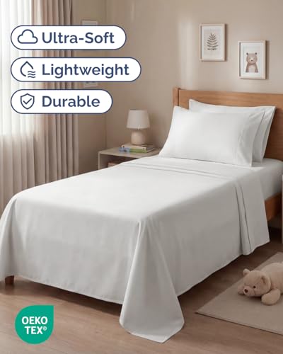 Twin 4 Piece Sheet Set - Comfy Breathable & Cooling - Ultra Soft Hotel Luxury Bedding Set w/ 8-16 Inch Deep Pockets - 1 Flat & 1 Fitted Sheet & 2 Pillowcases - Wrinkle Free & Easy Care - Antique White - color: 02 - Antique White, size: Twin