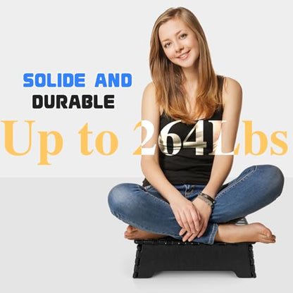 5" H Step Stool Foldable, Sturdy Portable Collapsible Stool with Handle1Pcs | Foldable step stool with slip-proof top and carry handle, sturdy enough for adults. Collapsible design fits bathroom, RV, SUV