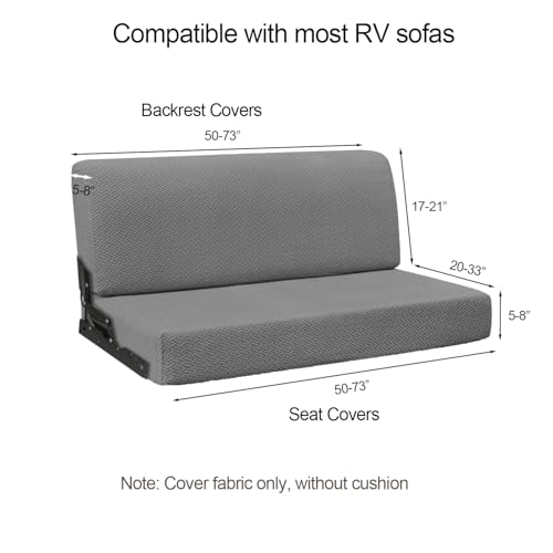 RV Couch Covers for Sofa Bed - 2-Piece Stretchable Backrest & Seat Covers for Jackknife Sleeper Sofas (Grey) - color: Grey