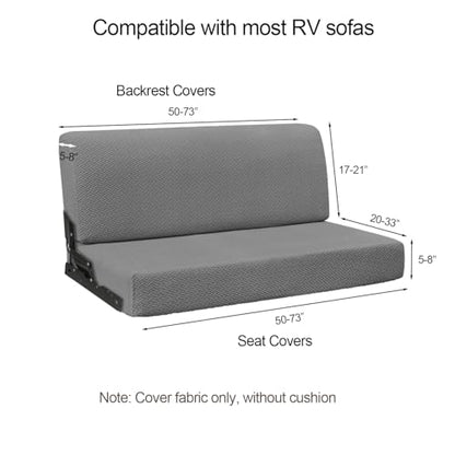 RV Couch Covers for Sofa Bed - 2-Piece Stretchable Backrest & Seat Covers for Jackknife Sleeper Sofas (Grey) - color: Grey