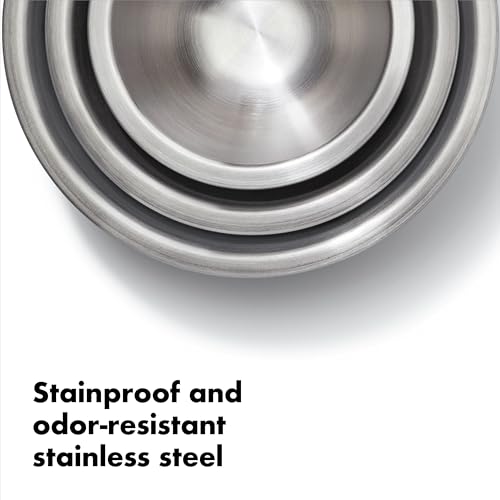 OXO Good Grips 3-Piece Stainless Steel Mixing Bowl Set - Blue/Gray - color: Blue/Gray