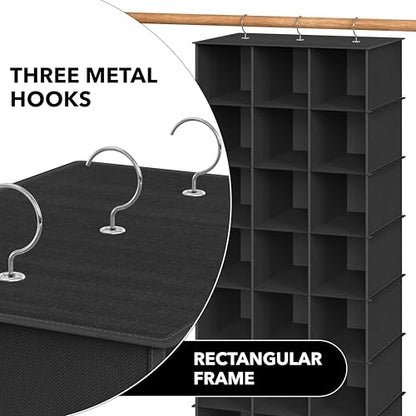Simple Houseware 24 Section Shelves Hanging Shoes Organizer Holder for Closet, Black - color: Black