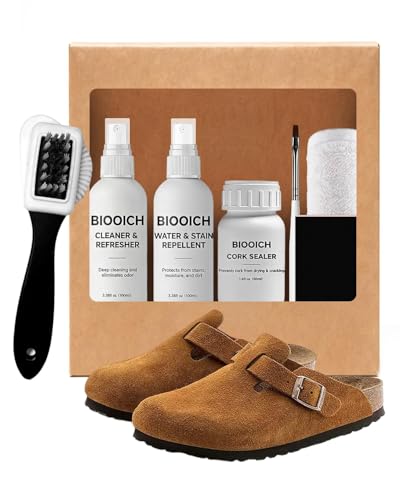 6-in-1 Sandal and Shoe Cleaning Kit for Birkenstock –Suede & Nubuck Cleaner, Protector Spray, Cork Sealer & Brush,Safe for Leather, Suede, Footbed, Nubuck & Cork Footbeds