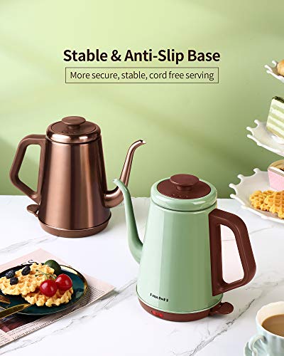 DmofwHi 1000W Gooseneck Electric Kettle (1.0L),100% Stainless Steel BPA Free Tea Kettle with Auto Shut - Off Protection, Pour Over Coffee Kettle -Copper - color: COPPER