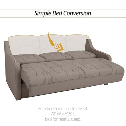 De Leon Console DX RV Sofa Bed, 72" Wide, Ultimate Leather, Light Antelope - color: Light Antelope, size: 72"