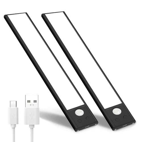 2 Pack Motion Activated RV Step Lights, USB Rechargeable 72 LED Rv Light Camping Camper Lights Adjustable 3 Colours for Motorhome Travel,Travel Trailers, Camper (Black) - color: Black 11.8In(2 pack), size: Classic Style