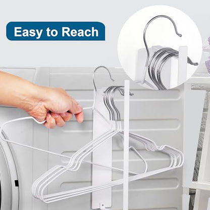 EASTTOWEST Magnetic Hanger Organizer Stacker,Clothes Hanger Storage Rack,Hanger Holder for Closet Laundry Room Washing Machine,White - color: White