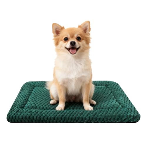 Dog Bed Mat - Dog Crate Pad - Reversible Mat for Pet Comfort - Soft Bed Crate Pads for All Seasons - Durable, Machine Washable Mat for Crates, Travel, and Home (Dark Green, 24" L*18" W*1.5" Th) - color: Dark Green, size: 24"L*18"W*1.5"Th