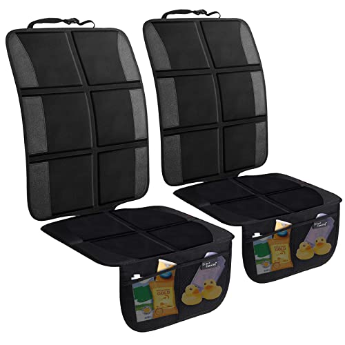 Car Seat Protector, 2 Pack Large Car Seat Protectors for Child Baby Car Seat with Organizer Pockets, Thick Padding Waterproof Car Seat Protector, Auto Vehicle Leather Seats Dog Mat Cover Pads, Black - color: Black