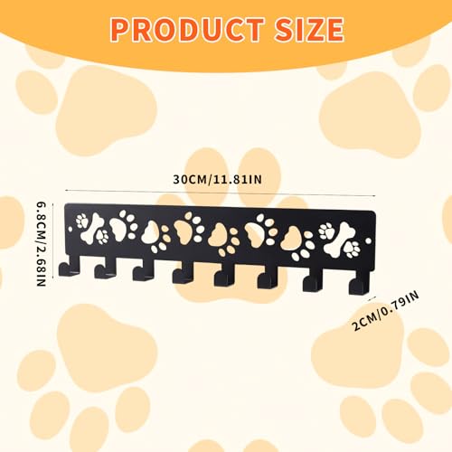 Lyreh Keychain Wall Mount, Metal Wall Mount Hanger Rack with 8 Hooks Dog Paw & Bones Design Animal Leather Belt Rack for Entrance Corridor Kitchen Decoration - style: Paw prints