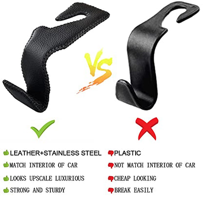 yicheyiyou Car Hooks Universal Car Vehicle Back Seat Headrest Hanger Holder Hook Microfiber Leather & Stainless Steel for Bag Purse Cloth Drink Grocery (Black) - color: Black