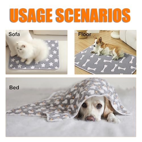 3 Pack Cat and Dog Blanket Soft & Warm Fleece Flannel Pet Blanket, Great Pet Throw Sleep Mat for Puppy Cats Small Dogs Cute Star/Love/Bone (Small 23" x 15") - color: Star/Love/Bone, size: Small(23"*15")