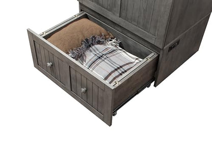 Mega Solutions Murphybedz Tuscany Murphy Cabinet Chest Bed with Charging Station 6 Inch (Galaxy Grey, Single) - color: Galaxy Grey, size: Twin