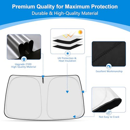 Windshield Sun Shade for 2013-2019 Fo-rd Escape Accessories, Foldable Window Sunshade Sun Visor Protector, Front Windshield Sunshade Sun Shield Blocks UV Rays Heat - size: Silver & Black-Fit 2013-2019 Ford Escape