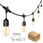48FT Outdoor String Lights LED Heavy-Duty Waterproof Patio Lights with 16 Shatterproof Plastic 2200K Warm White Bulbs for Patio Gazebo Pergola Cafe Market Bistro - size: 48FT