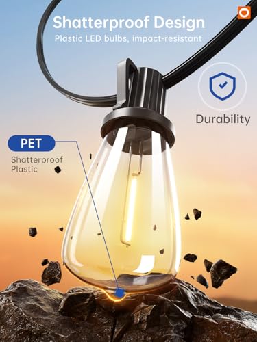 addlon 25FT LED Outdoor String Lights, Waterproof with 8+1 LED Shatterproof Bulbs (Non-Solar) Patio Light, Connectable & Waterproof Hanging Outdoor for Camping Backyard Bistro Porch