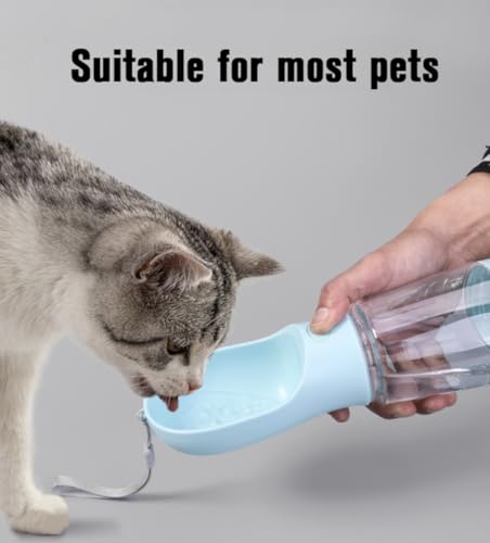 Portable Pet Water Bottle with Dispenser Bowl, 13.5 oz, Food-Grade Plastic, Manual Pressure Dispensing, Travel Water Bottle for Dogs and Cats (Pink) - color: Pink