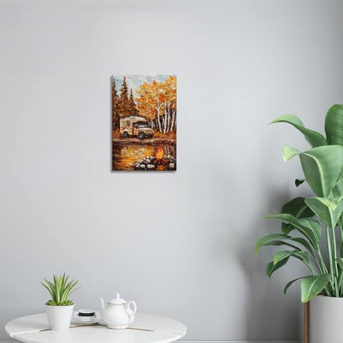 Camping Rv Canvas Wall Art, Car Wall Decor Canvas Picture Artwork Painting, Birthday Holidays Gift 16 * 24 Frameless