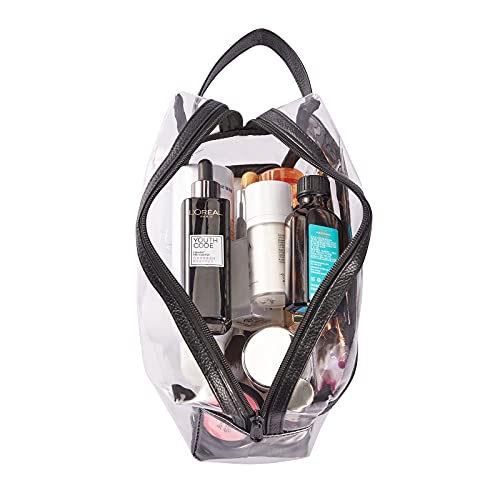 Heavy Duty Clear Travel Toiletry Makeup Bags Transparent Shaving Bag Water Resistant Cosmetic Bag Organizer Pouch with Zipper and Handle