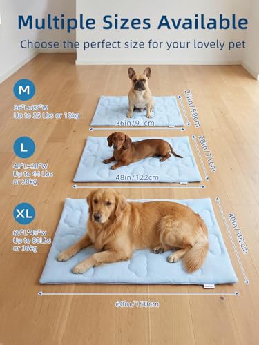 Huafly Dog Cooling Mat,Dual-Sided Cooling Mat for Dogs–Cooling Fabric for Summer,Velvet for All Seasons–Portable for Crate,Car Seat,Sofa&Floor,Machine Washable,Keeps Cats,Dogs&Puppies Cool,Cloud Blue - size: M: 36.0" L x 23.0" W x 0.8"Th
