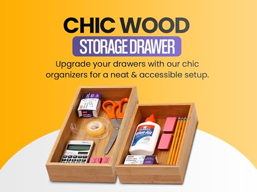 YBM HOME & Kitchen Bamboo Drawer Organizer Box 14" Lx10 Wx2 H #319 - size: 10x14x2 inch ( Pack of 1 )