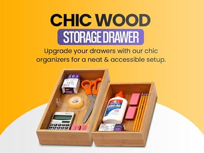 YBM HOME Bamboo Drawer Organizer Storage Box for Kitchen Drawer, Junk Drawer, Office, Bedroom, Children Room, Craft, Sewing, and Bathroom, 2 Pack 10x14x2 inch - size: 10x14x2 inch ( Pack of 2 )