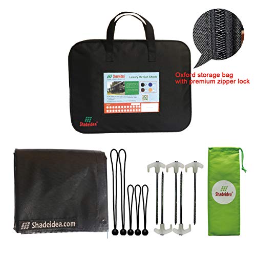 Shadeidea RV Awning Sun Shade Screen for Rv Awning - 9' X 19' 5'' (fit for 20' Awning) Black Mesh Sunshade Motorhome Camping Trailer Screen Shade UV Sunblocker Canopy Sunscreen - 3 Year Warranty - size: 9' 0'' x 19' 5'' -Actual Measurement