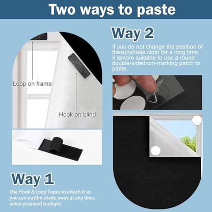 100% Blackout Window Cover, 138" x 57" Portable Ttravel Blackout Shades for Window,No Drill Temporary Cuttable Blackout Curtains for Bedroom, RV, Nursery,Media Room, 420D Fabric, 20 Loop Tapes - size: 138"W x 57"H