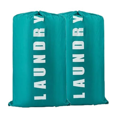 2 Pack XL Travel Laundry Bag, Dirty Clothes Organizer with Drawstring, Large Enough to Hold 4 Loads of Laundry， Easy Fit a Laundry Hamper or Basket，24" x 36" - color: Blue and Blue