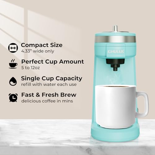 CHULUX Mini Coffee Maker for K Capsule, Single Serve Coffee Maker for One Cup Americano, Lightweight Pod Coffee Machine, Aqua - color: Aqua