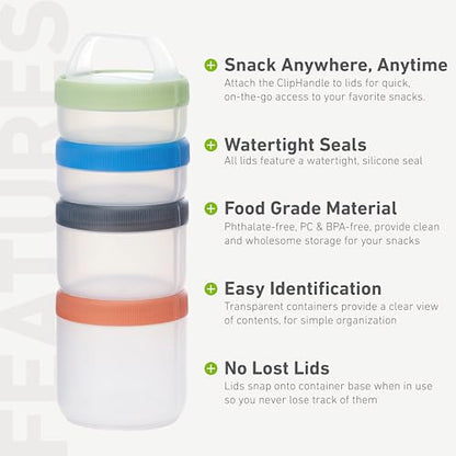 humangear Stax Modular Storage System - Food-Safe 4-Piece Stacking Container with Click-Handle - color: Spectrum, size: Large