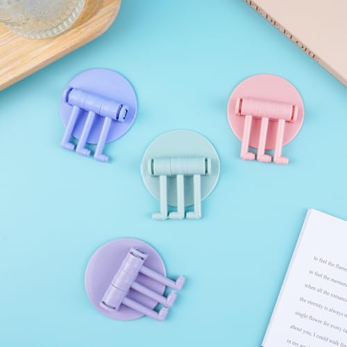 4 Packs Hanging Hooks Multifunctional Wall-Mounted Swivel Hooks Fashionable, 3 Rotatable Arms Round Sticky Hooks Wall Hooks for Hanging Adhesive Bathroom Kitchen Hooks Desk