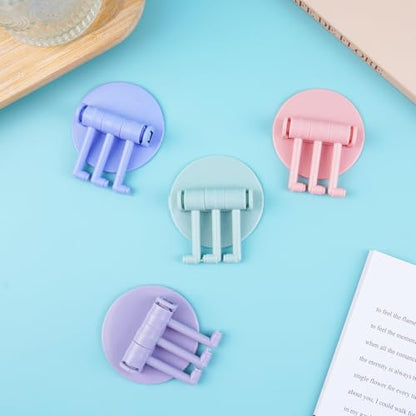 4 Packs Hanging Hooks Multifunctional Wall-Mounted Swivel Hooks Fashionable, 3 Rotatable Arms Round Sticky Hooks Wall Hooks for Hanging Adhesive Bathroom Kitchen Hooks Desk