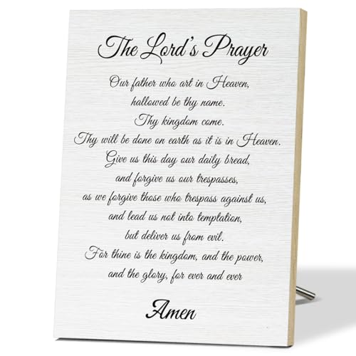The Lord's Prayer Wall Signs for Religious Wall Decor Wooden Desktop Decor for Christian Desk Decor Rustic Wall Art for Prayer Room Decor Christian Room Decor Bible Verse Gifts for Women - F463 - color: The Lord's Prayer01