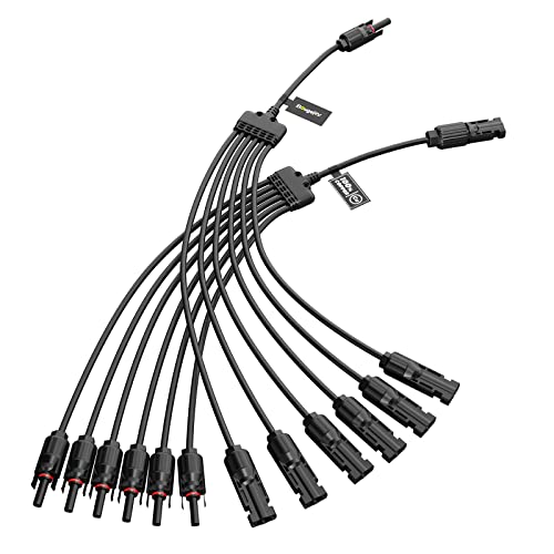 BougeRV Solar Y Connectors Solar Panel Parallel Connectors Extra Long 1 to 6 Solar Branch PV Adapter Cable Wire Plug Tool Kit (M/FFFFFF and F/MMMMMM) - size: 1 Pair/M/FFFFFF and F/MMMMMM