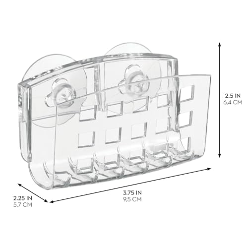 iDesign BPA-Free Plastic Sponge Holder for Kitchen Sink with Suction Cups, Ideal for Kitchen Sinks and Bathroom Organization, 3.75" x 2" x 2", Clear - size: Small