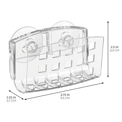 iDesign BPA-Free Plastic Sponge Holder for Kitchen Sink with Suction Cups, Ideal for Kitchen Sinks and Bathroom Organization, 3.75" x 2" x 2", Clear - size: Small