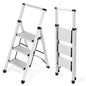 3 Step Ladder Aluminum Lightweight Folding Step Stool, 600lbs Max Load Heavy Duty Step Stool with Safety Handrail, Slim Foldable Kitchen Stool with Anti-Slip Pedal for Home Sliver，3 Steps - size: 3 steps