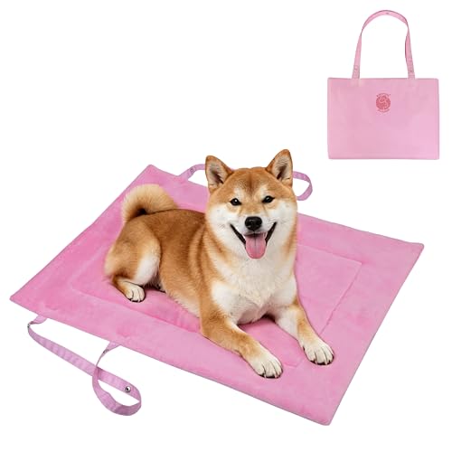 Catalonia Classic Waterproof Dog Mat, Portable Reversible Pet Travel Mat, Pet Cushion Pad with Handle for Small Medium Dogs Cats, Indoor or Outdoor, 80 x 60 cm, Pink - color: Pink, size: M(31.5x23.6 inch)