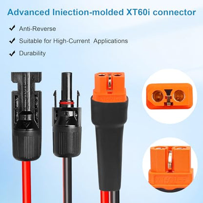 10AWG 35FT Solar to XT60i Extension Cable 3 6 10 35 50 75 100FT Heavy Duty Adapter Cable Connector XT60i Wire for Portable Power Station, Solar Panel, RV, Battery, Renewable Energy Applications - size: 35FT