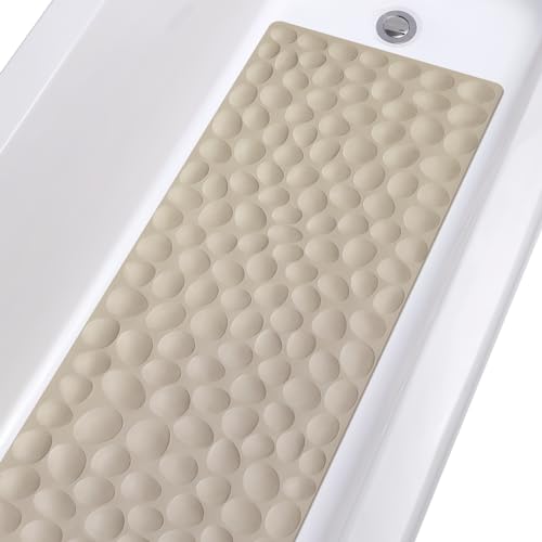 OTHWAY Bathtub Mat Non Slip, Rubber Bath Mat for Kids for Baby, 16x40 inch Large Bath Mats for Bathroom Tub with Strong Suction Cups (Brown) - color: Brown, size: 40" x 16" (Rectangular)