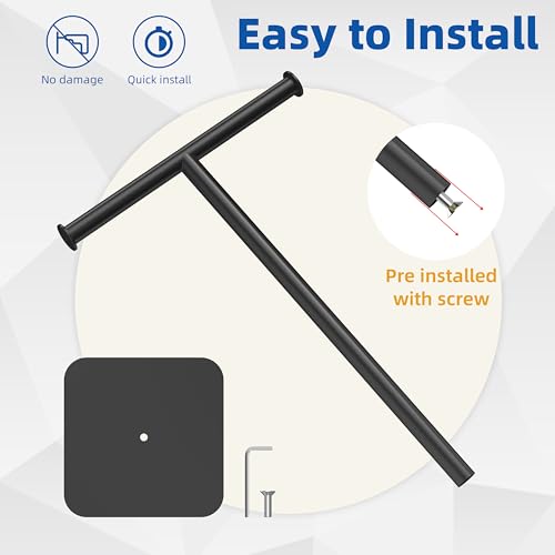 RUACQ Hand Towel Stand, 16" T-Shape Hand Towel Holder Stand for Bathroom, Kitchen and Countertop Towel Holder 304 Stainless Steel Hand Towel Rack with Weighted Base (Matte Black) - color: Matte Black, size: Tall - 16''