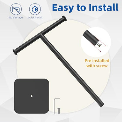 RUACQ Hand Towel Stand, 16" T-Shape Hand Towel Holder Stand for Bathroom, Kitchen and Countertop Towel Holder 304 Stainless Steel Hand Towel Rack with Weighted Base (Matte Black) - color: Matte Black, size: Tall - 16''