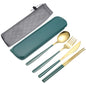 uxcell Travel Utensils with Case, Stainless Steel Portable Silverware, Green/Gold - color: Green/Gold